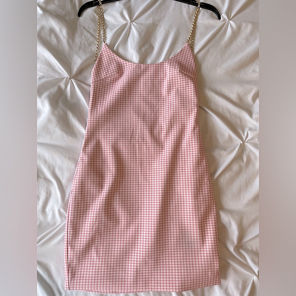 Selling a Pink and White Gingham Mini Dress!